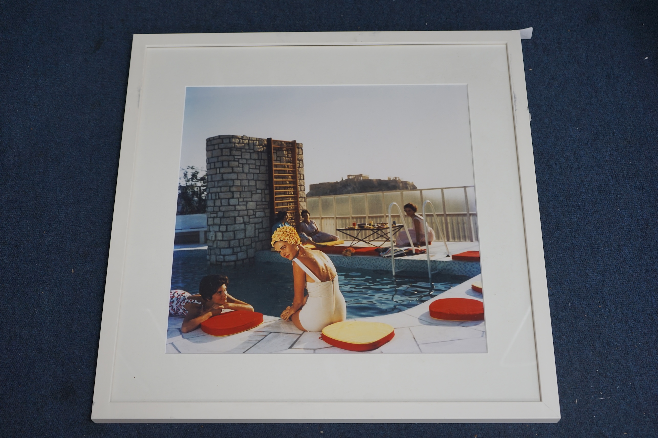 Slim Aarons (American, 1916-2006), colour photograph, 'Canellopoulos penthouse pool, (July 1961), Getty images label verso, 37 x 37cm. Condition - good